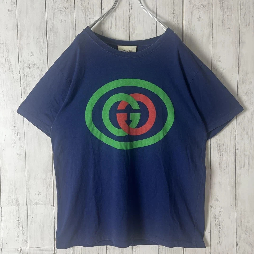 GUCCI G Logo Interlocking XS Size Oversized T-Shirt |Navy Design | Comfortable image 2