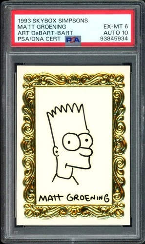 1993 SKYBOX SIMPSONS MATT GROENING ART DeBART BART SKETCH #/400 PSA/DNA AUTO 10!