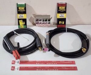 Lincoln Welding Lot Magnum EH200 Holder, PF-9F TIG TORCH & ELECTRODES & TIPS