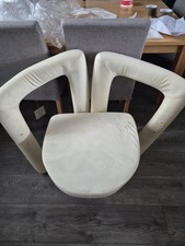 Cream Solid Accent Chair, Padded Seat, Metal Frame, Indoor, 50x61x75cm