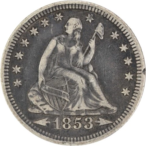 1853 Liberty Seated Silver Quarter Arrows and Rays VF Uncertified #349