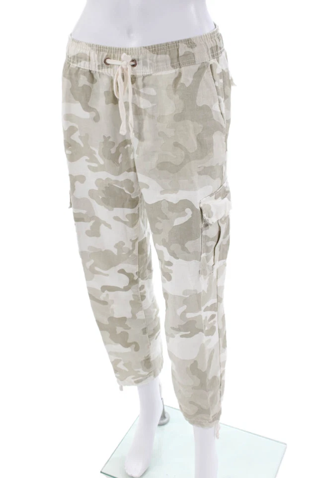 Женские льняные конические брюки Sanctuary X Anthropologie со средней посадкой бежевые размер S - Изображение 2 из 4