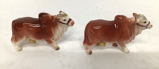 Vintage Victoria Brahma Bull Steer Cow Salt & Pepper Shakers Set Glossy Japan