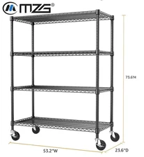 Heavy Duty 2200lbs 4 Tier Industrial Metal Shelves Roll Garage Shelving Rack 74"