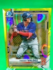 2021 Bowman Draft FREDDY VALDEZ Yellow Lava Refractor Card (BDC-96) #50/75!