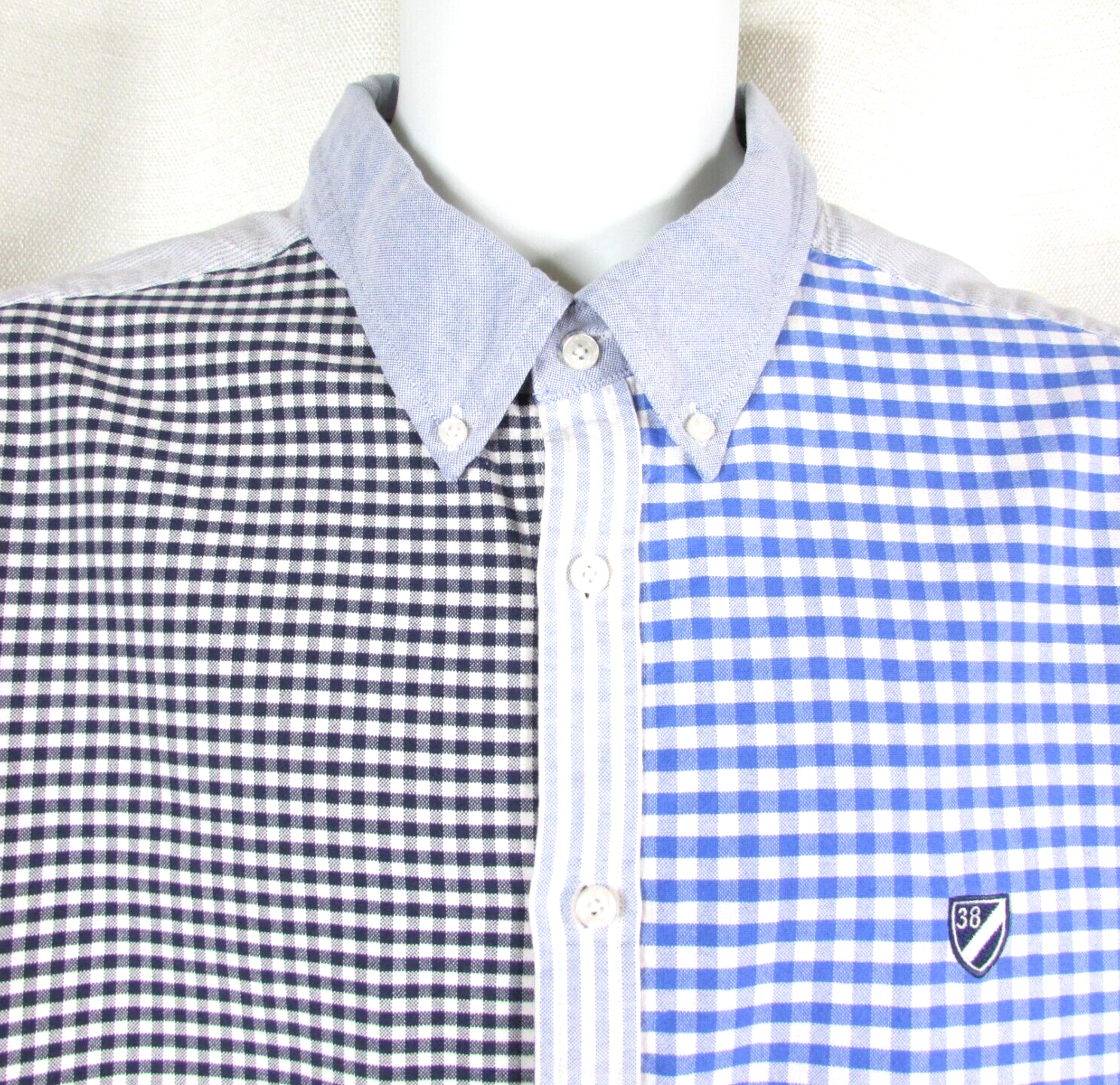 Cremieux Classics Shirt Size XXL Contrast Check Stripe Color Block Button FLAWS
