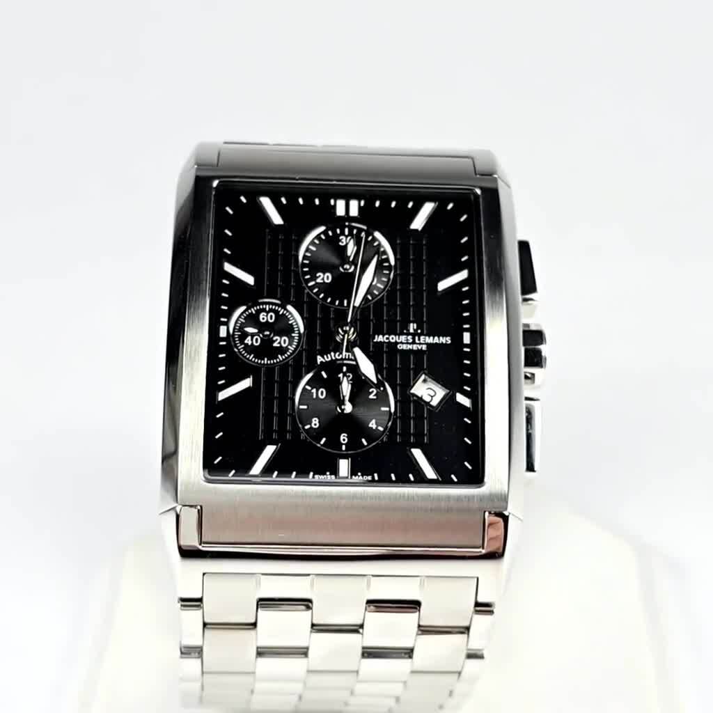 Jacques Lemans Automatic Watch G187 Large Rectangle Sapphire