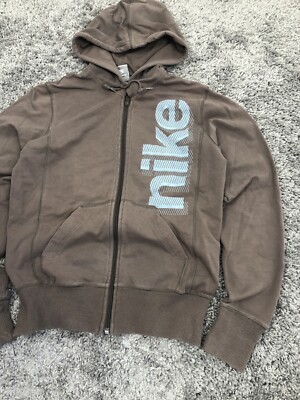 トップス 00s archive nike zip up hoodie y2k teck Nike Brown 00s Zip Up Hoodie Vintage Blue Logo S Size Mens y2k