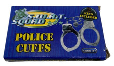    METAL HANDCUFFS FANCY DO KIDS TOYS ROLE PLAY POLICEMAN 2 KEYS COSTUME NEW I0