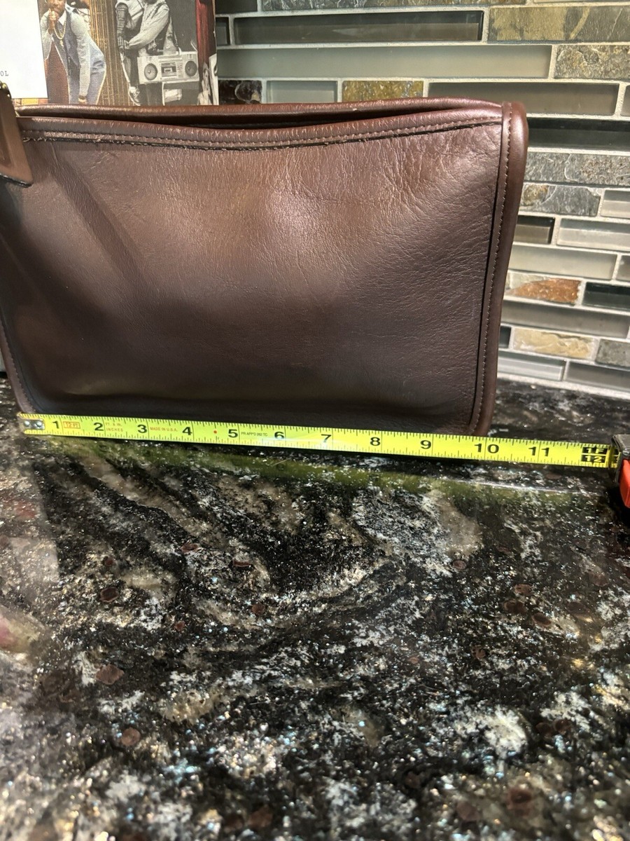 Coach Vintage Zip Top Clutch Travel Collection Leather Mahogany