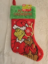 NWT!  HOBBY LOBBY LARGE DR. SEUSS / GRINCH & MAX CHRISTMAS STOCKING 17"