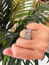 New Sterling Silver Hollow Heart Ring - Size 6