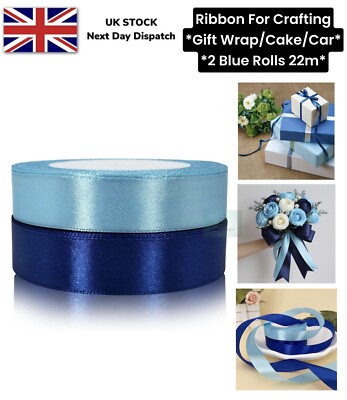 Bänder zum Basteln 20mm 2 Rollen 22m blau Band Satinbänder Geschenke Basteln