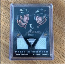 2013 Titanium Game-Worn Gear Combo Materials /300 Ryan Getzlaf Matthew Lombardi