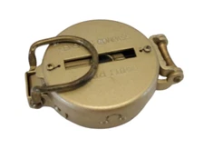 Vintage Lensatic Liquid Filled Compass Aluminum Gold Tone Case Pocket Travel