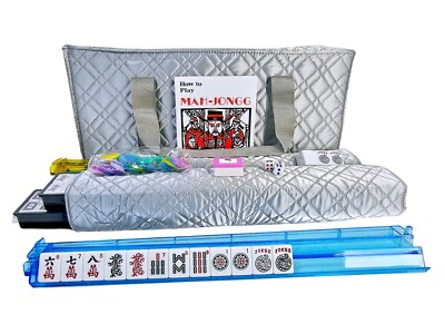 Silver  PU Carrying Bag, American Mah Jongg Set, Western Mahjong set, Tile game.
