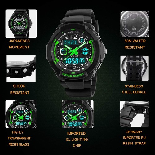 VDSOW Digital Watches for Kids Boys - 50M Waterproof Outdoor Sports Analogue Wat - Picture 6 of 7