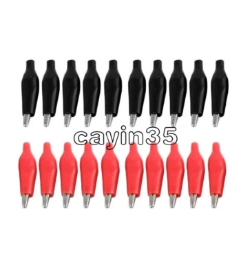 20pcs Black Red Soft Plastic Coated Testing Probe Aligator Clips Crocodile P2001
