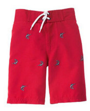 NEW GYMBOREE Boys - Size 4 - RED SHARK SWIMMING Trunks / BATHING SUIT - NWT