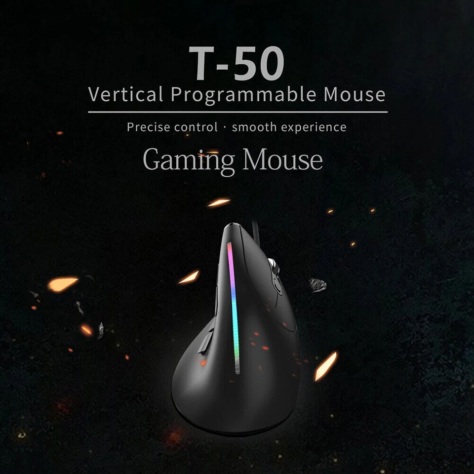 ZELOTES Gaming Mice Ergonomic T50 RGB Gaming Optical Mouse 12800 DPI Adjustable - Image 2 of 4