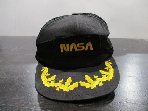 VINTAGE Nasa Hat Cap Snap Back Black 