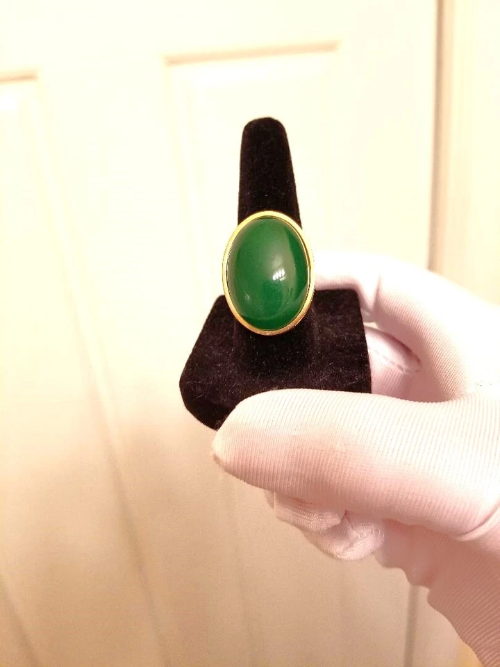 Anillo Jade 18 x 25mm Jade Natural en Plata Inoxidable o Acero Inoxidable 18K GP Foto 3 de 4