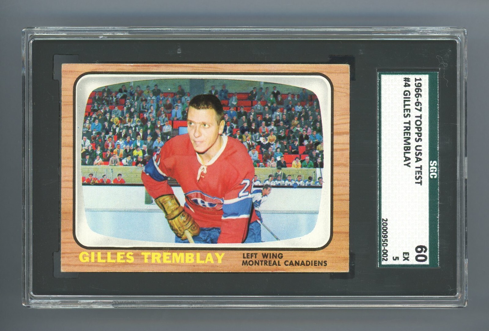 1966 Topps USA Test #4 Gilles Tremblay SGC 5 EX Hockey Card