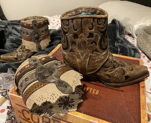 NIB Corral Western boots Sz 6.5 Geraldine Cognac Removable Sleeve Snip Toe $248 - Picture 4 of 22