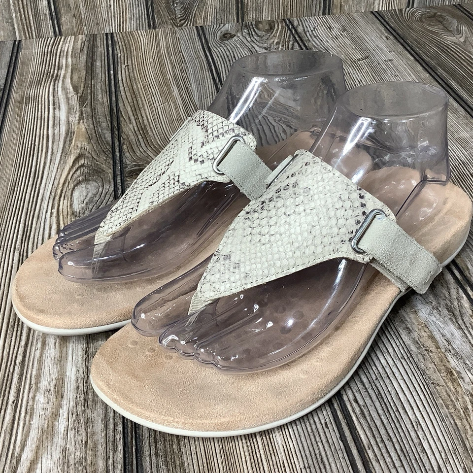 Vionic Womens Wanda Bone Snake Embossed Adjustable T-Straps Sandals Size 7W WIDE - Image 4 of 4