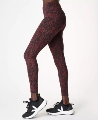 Sweaty Betty Power Leggings Größe Small rot Feigenblattmuster volle Länge