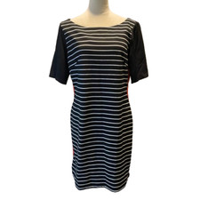 Eliza J Dress Women's Size 16 Black White Stripe Red Side Panel 