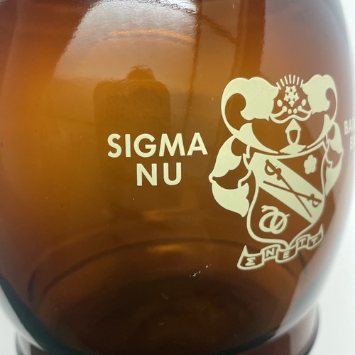 Sigma Nu Fraternity Large Whiskey Barrel Brown Amber Glass Barroom Brawll 1966 - Picture 13 of 15