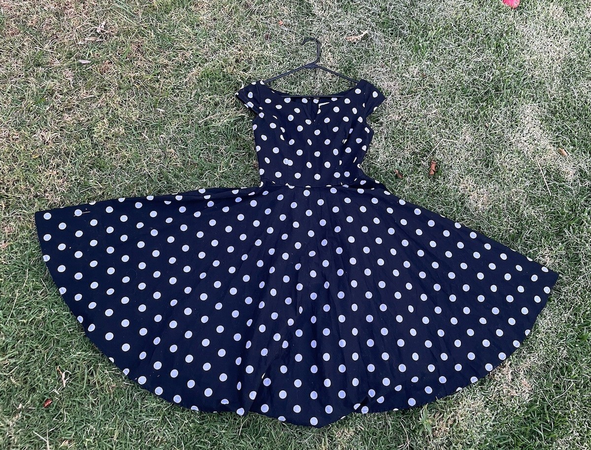 Hell Bunny Vixen Dress Small Black Polka Dot Vintage Style 50s Rockabilly |  eBay