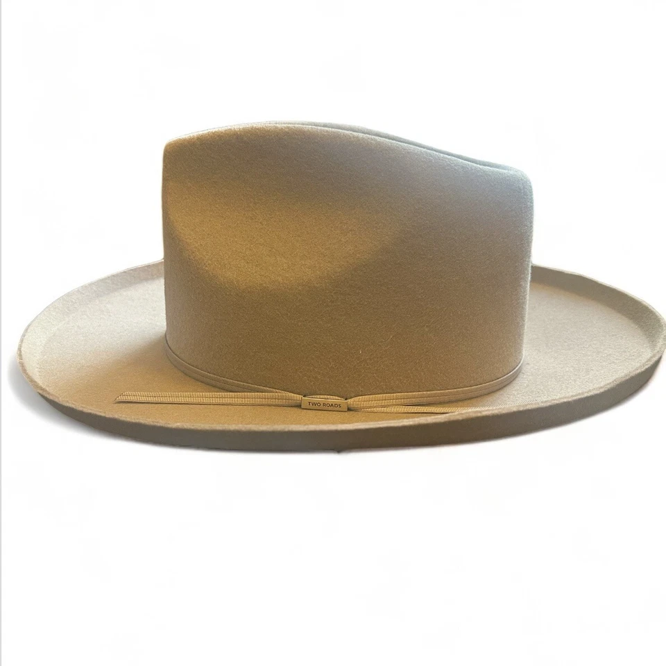 Two Roads Hat Co. | Clarksdale Teardrop Crown Fedora | Tan | Size 63 | Pre-owned - Image 4 of 4
