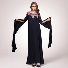 Dubai Women Muslim Maxi Dress Kaftan Turkey Long Robes Evening Embroidery Gown