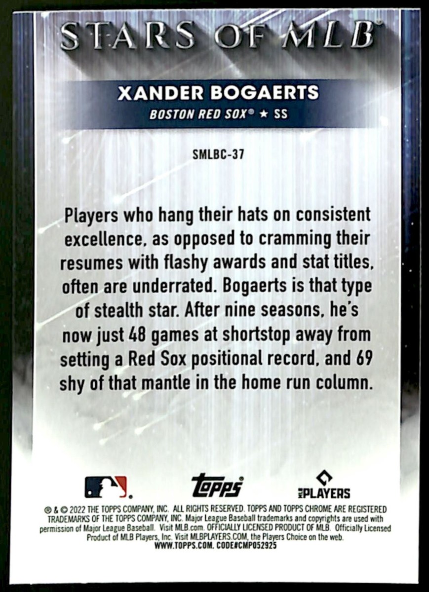 2022 Topps Stars of MLB Chrome Insert #SMLBC-37 Xander Bogaerts