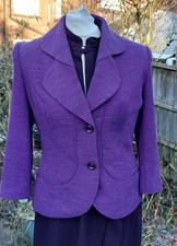 New Designer Precis Petite Purple Embroidered Fitted Jacket Formal Blazer Uk 8