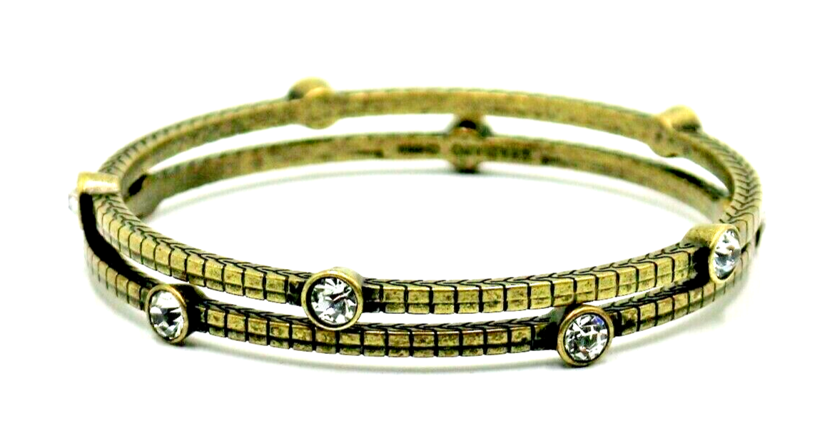 Graziano gold tone rhinestone bangle bracelet set 2.5 inch stacking-image