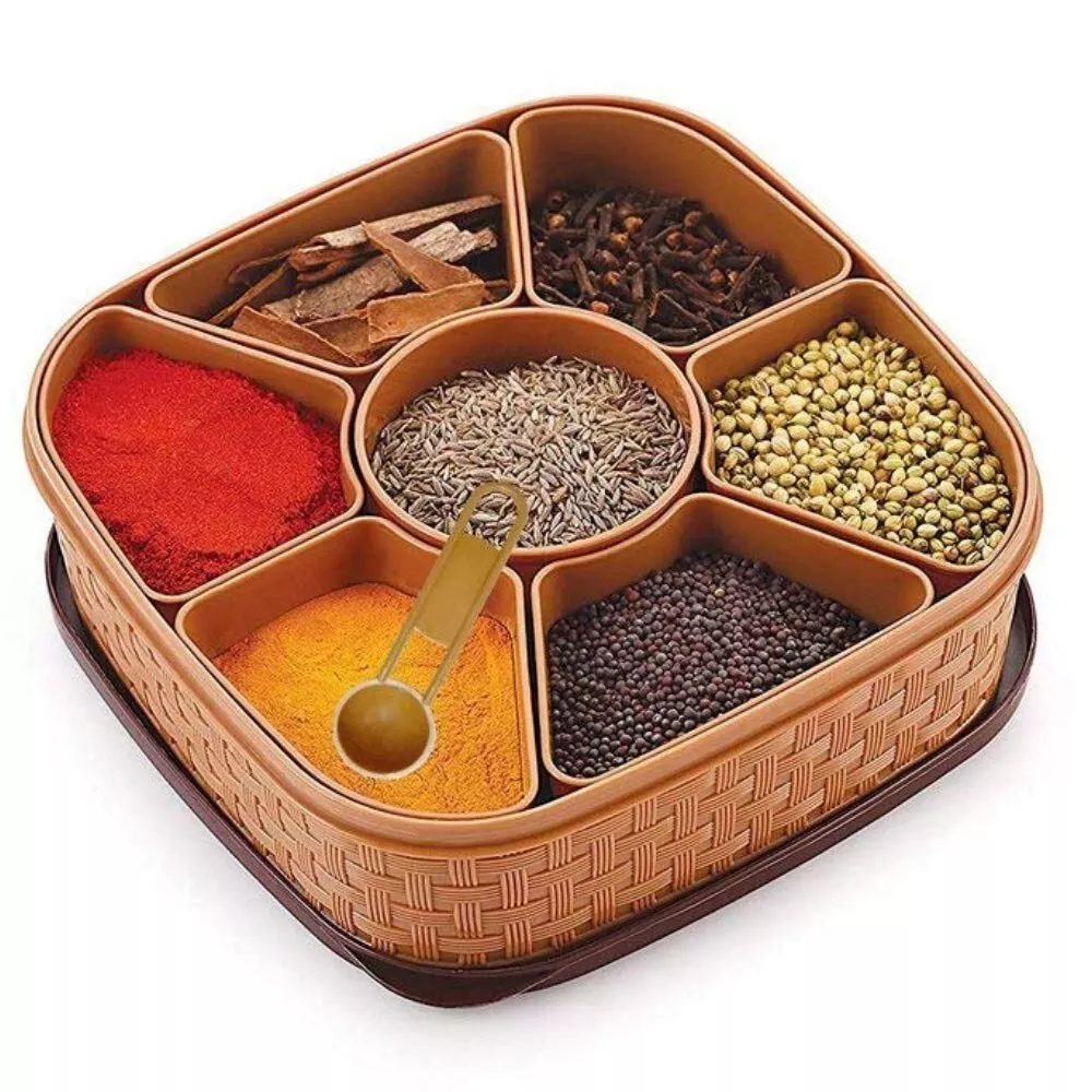 Spices Box Masala Box Dabba with 7 compartment for Keeping