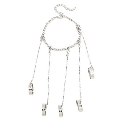 Punk Geometric Chain Wrist Bracelet For Women Men Ring Charm Set Couple Jewelry