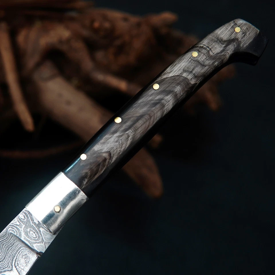 coltello patada fatto a mano in acciao dmasco forgiato sgocciolato chiudibile - Immagine 4 di 4