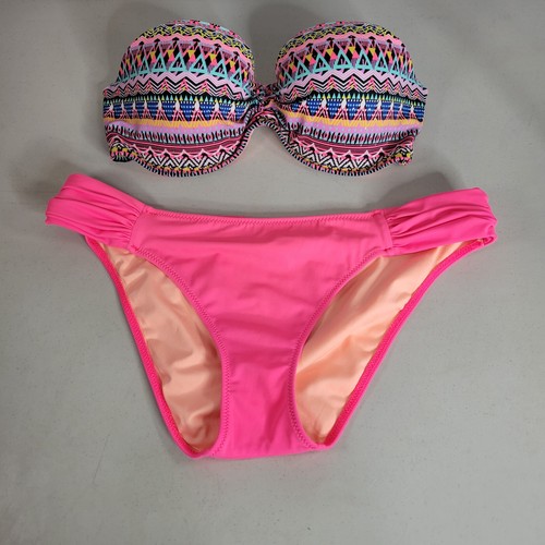 Victorias Secret Bikini Set 32D Top Medium Bottom Needs Strap Or Use Strapless