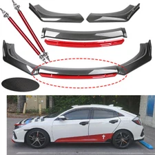 Front Bumper Lip Splitter Spoiler Body Kit Carbon Fiber Rods For Honda Civic