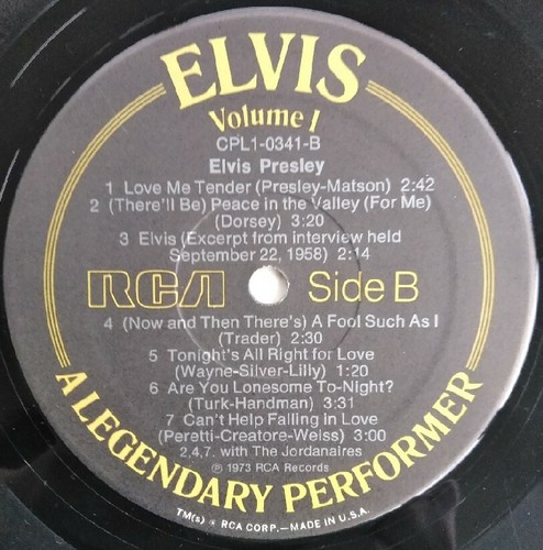 ELVIS A LEGENDARY PERFORMER VOL 1 RECORD LP ILLUSTRATED MEMORY LOG FREE SHIPPING - Picture 6 of 6