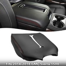 Fits 2014-2018 Gmc Sierra Center Console Armrest Bucket Seat Cover Red Stitch