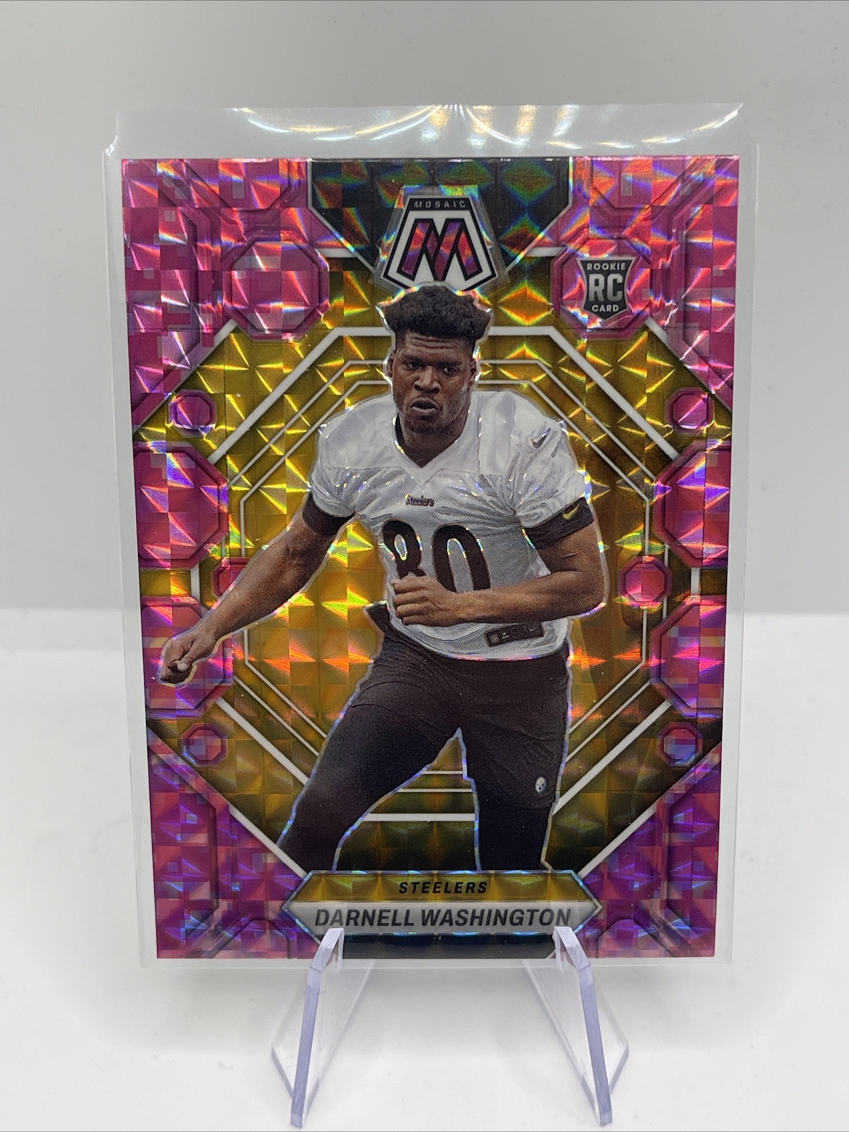 2023 Panini Mosaic Darnell Washington Pink Camo Prizm RC #306 Steelers