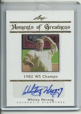 WHITEY HERZOG LEAF HOF Gold AUTO Last 1 CARD Made 1 Greatness SP AUTOGRAPH 5/5