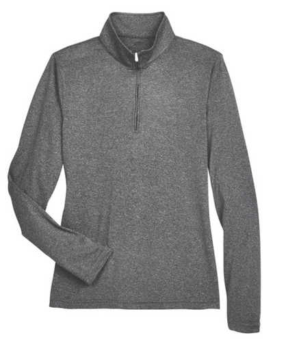 UltraClub - 8618W Ladies' Cool & Dry Heathered Performance Quarter-Zip Pullover - Picture 3 of 20