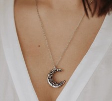 Crystal Necklace For Women Birthday Gift For Her Celestial Moon Necklace Gothic