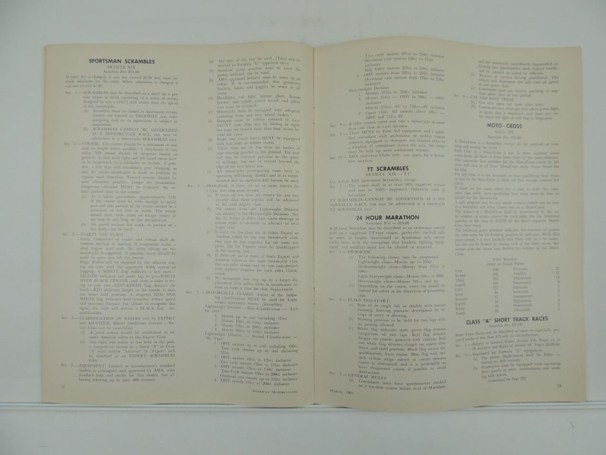 Vintage March 1961 American Motorcycling Magazine BSA Super Rocket